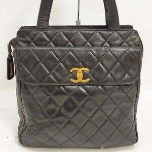 CHANEL CC TURN-LOCK LAMBSKIN TOTE BAG 24KT PLATED